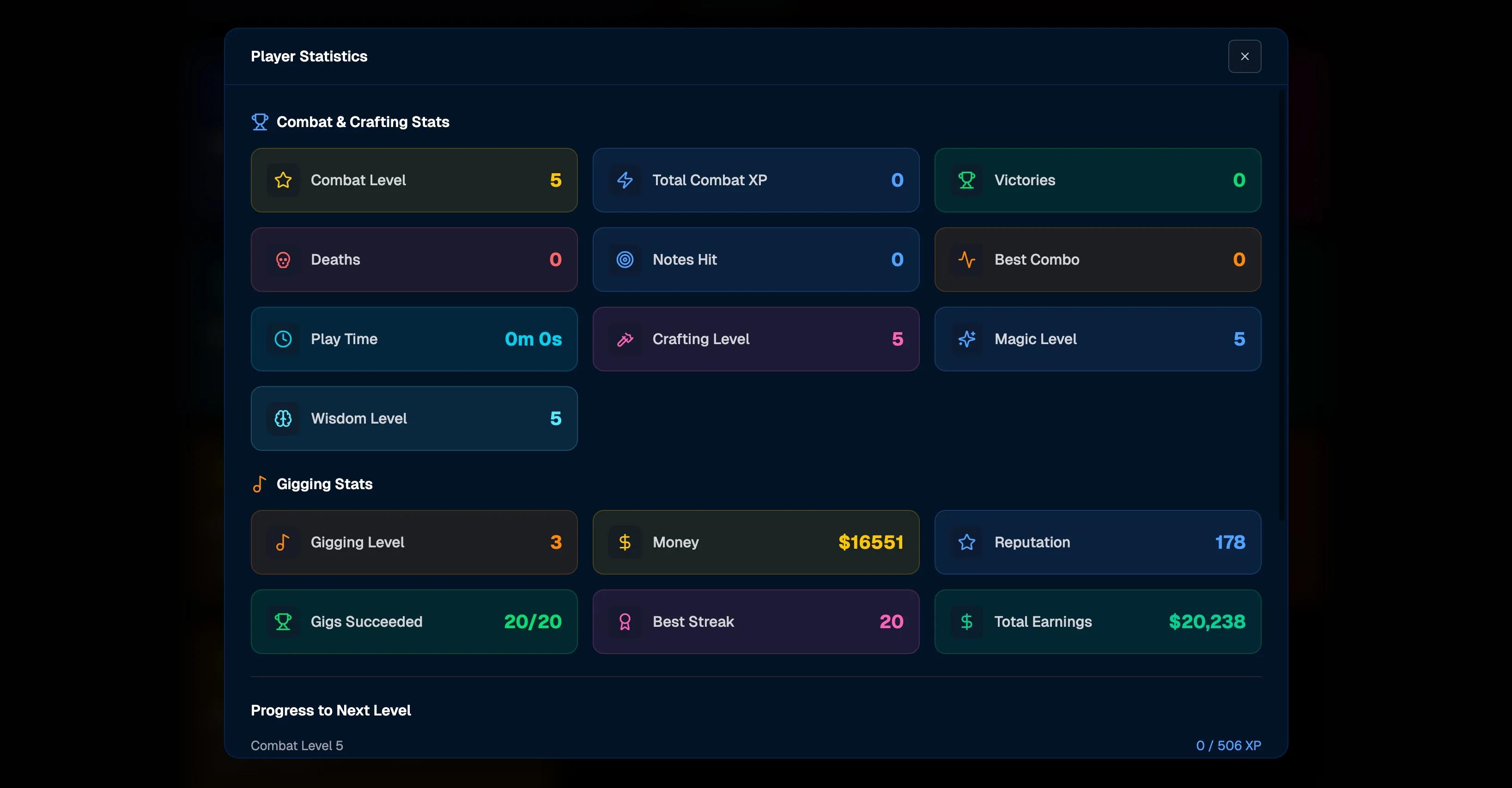 Player Progress - Track your Guitar Quest journey