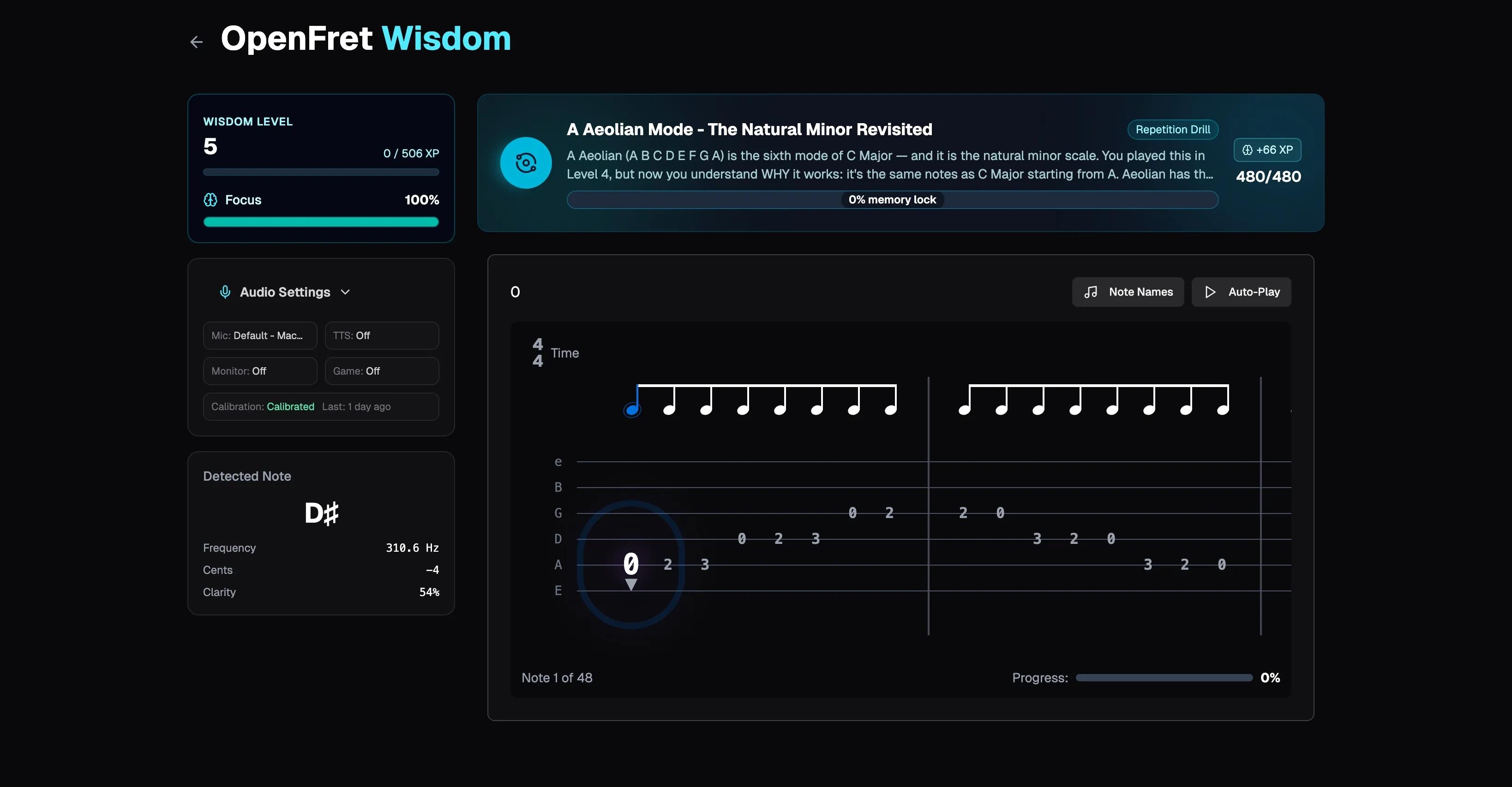 Wisdom Screen - Learn music theory and fretboard knowledge